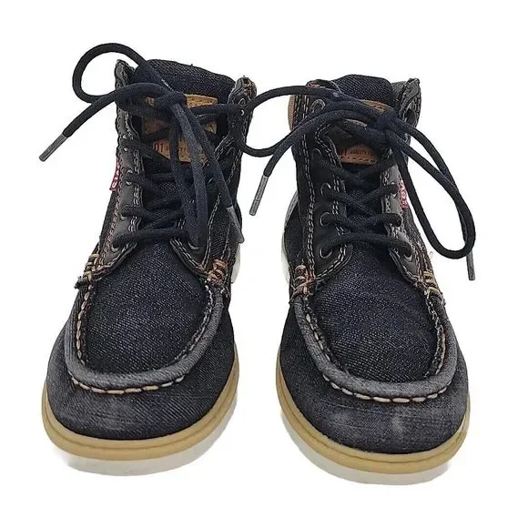 Levis 501 Boys Denim Hi Top Sneaker Size 2 Great Shape - Picture 3 of 10